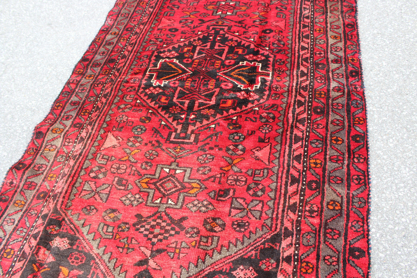 Red Blue 4x7 Vintage Rug | Tribal Oriental Persian Rug | Kazak Bohemian Rug | Handmade Rug