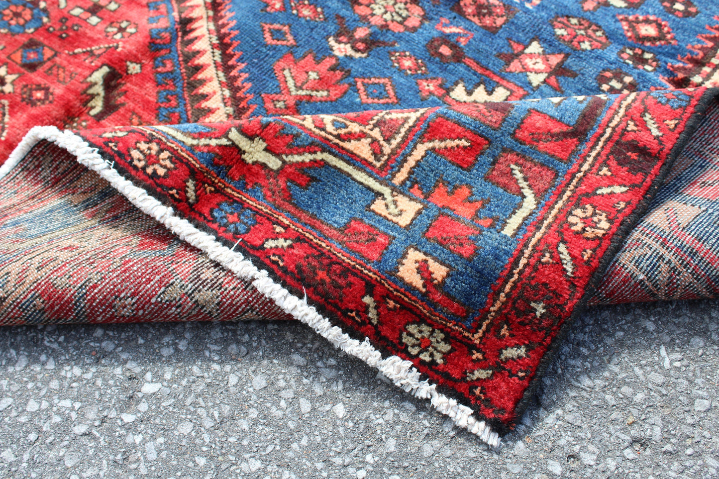 Red Blue 4x6 Vintage Rug | Tribal Oriental Persian Rug | Kazak Bohemian Rug | Handmade Rug6