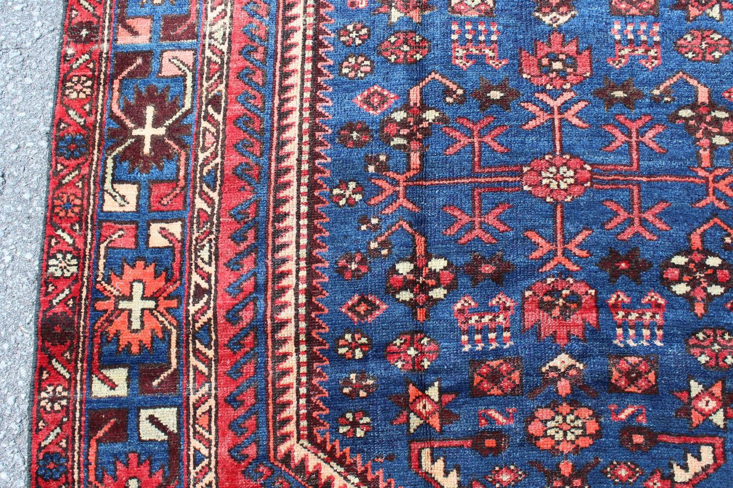 Red Blue 4x6 Vintage Rug | Tribal Oriental Persian Rug | Kazak Bohemian Rug | Handmade Rug6