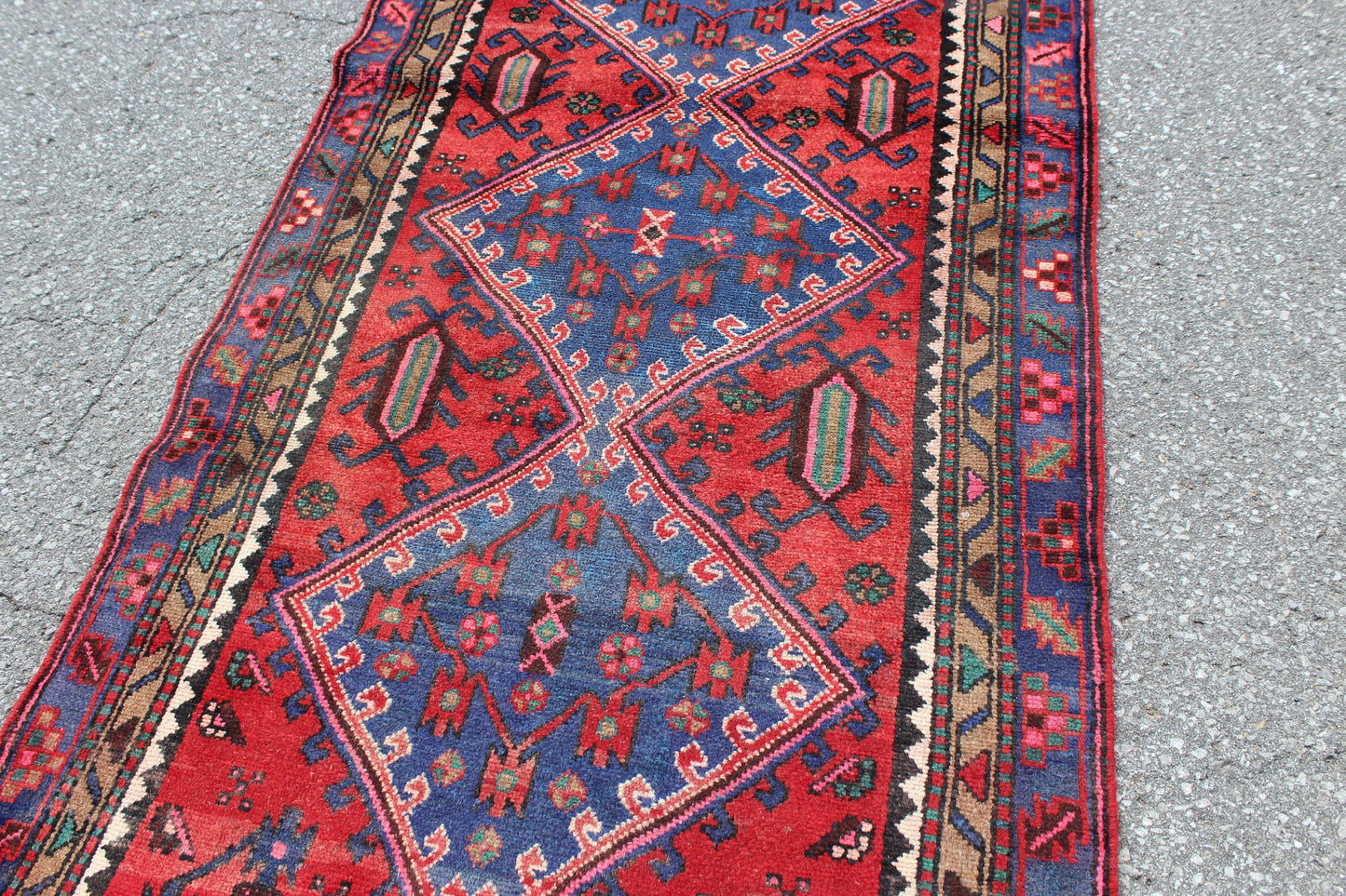 Red Blue 3x6 Vintage Rug | Tribal Oriental Persian Rug | Kazak Bohemian Rug | Handmade Rug6