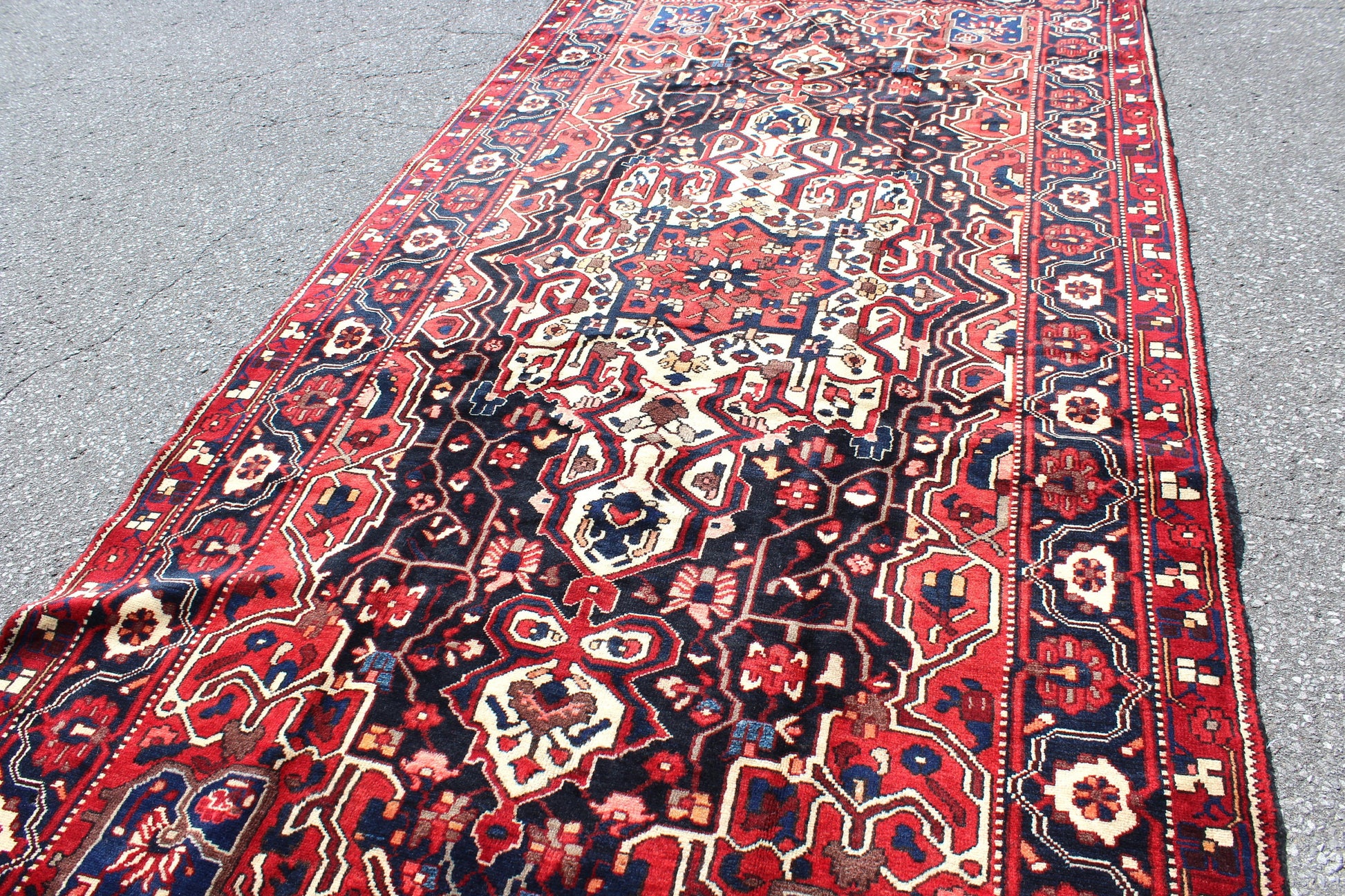 Red 5x10 Vintage Rug | Tribal Oriental Persian Rug | Kazak Bohemian Rug | Handmade Rug