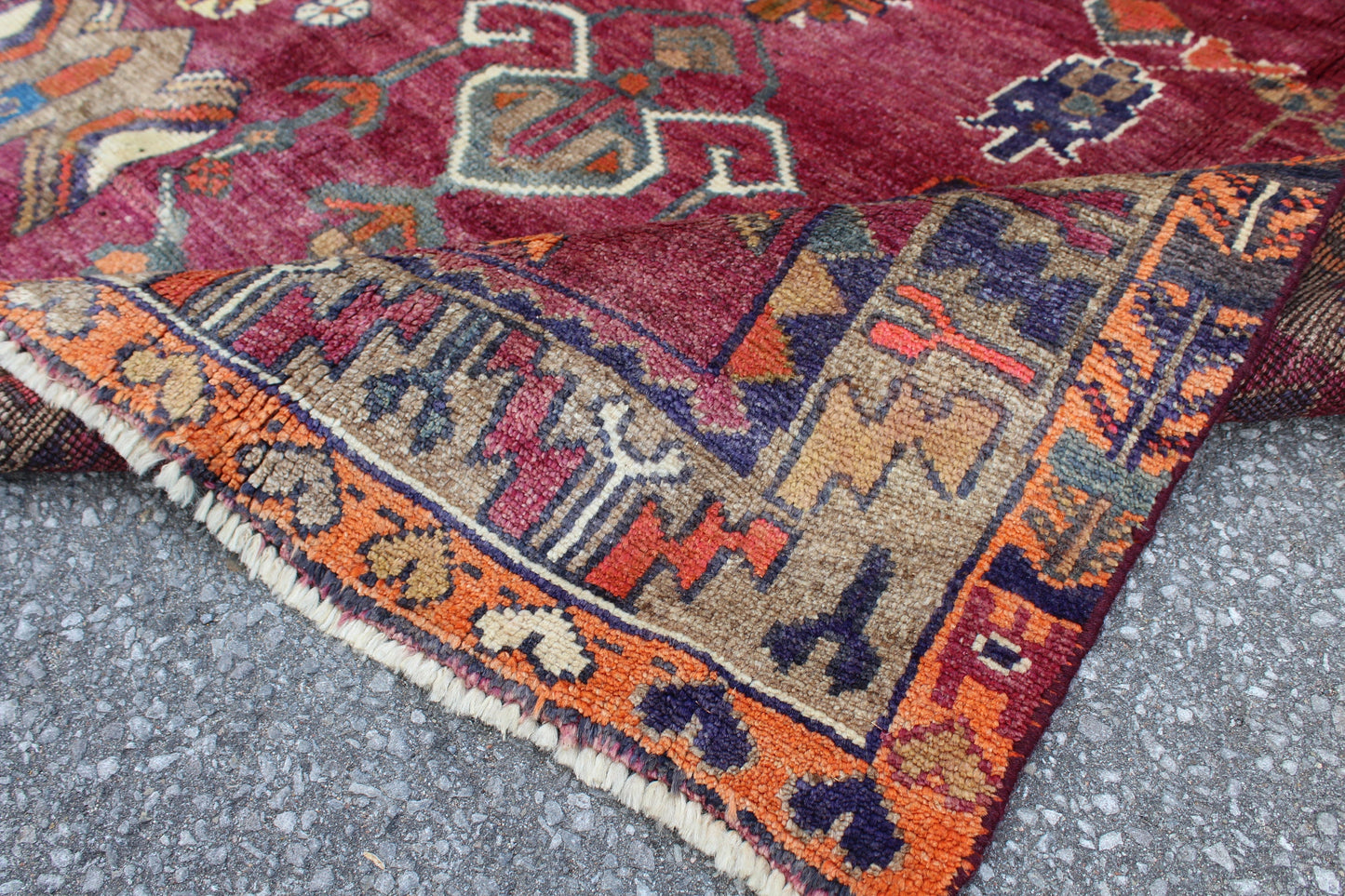 Red 5x10 Vintage Rug | Tribal Oriental Persian Rug | Kazak Bohemian Rug | Handmade Rug