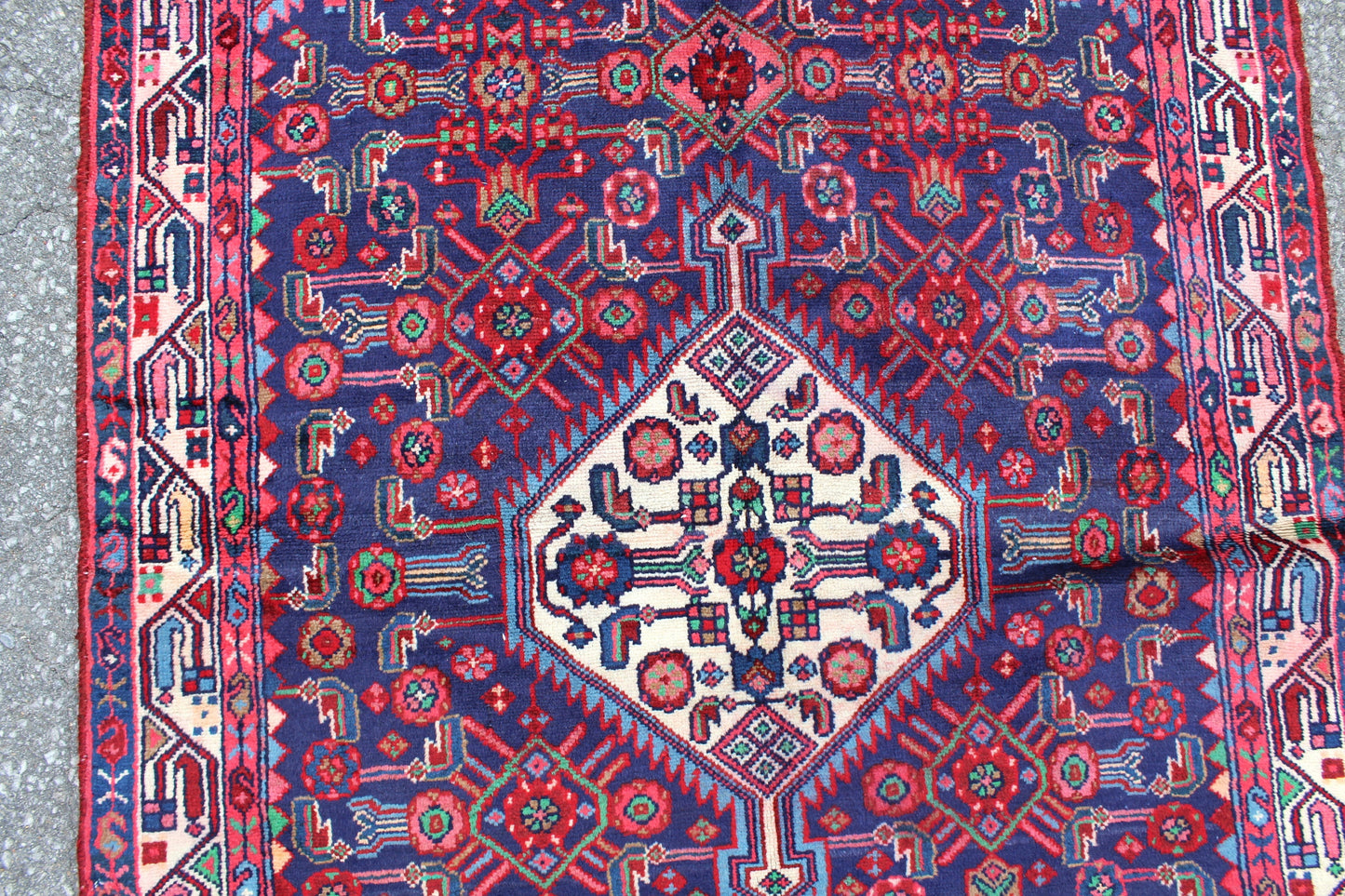 Blue Orange 4x6 Vintage Rug | Tribal Oriental Persian Rug | Kazak Bohemian Rug | Handmade Rug