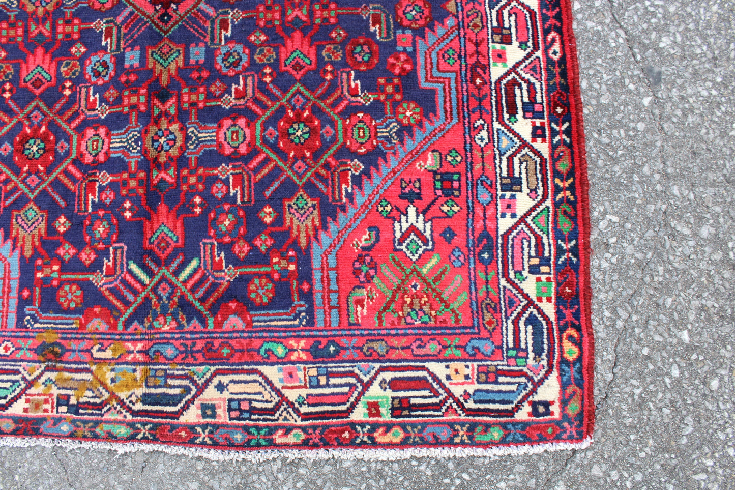 Blue Orange 4x6 Vintage Rug | Tribal Oriental Persian Rug | Kazak Bohemian Rug | Handmade Rug