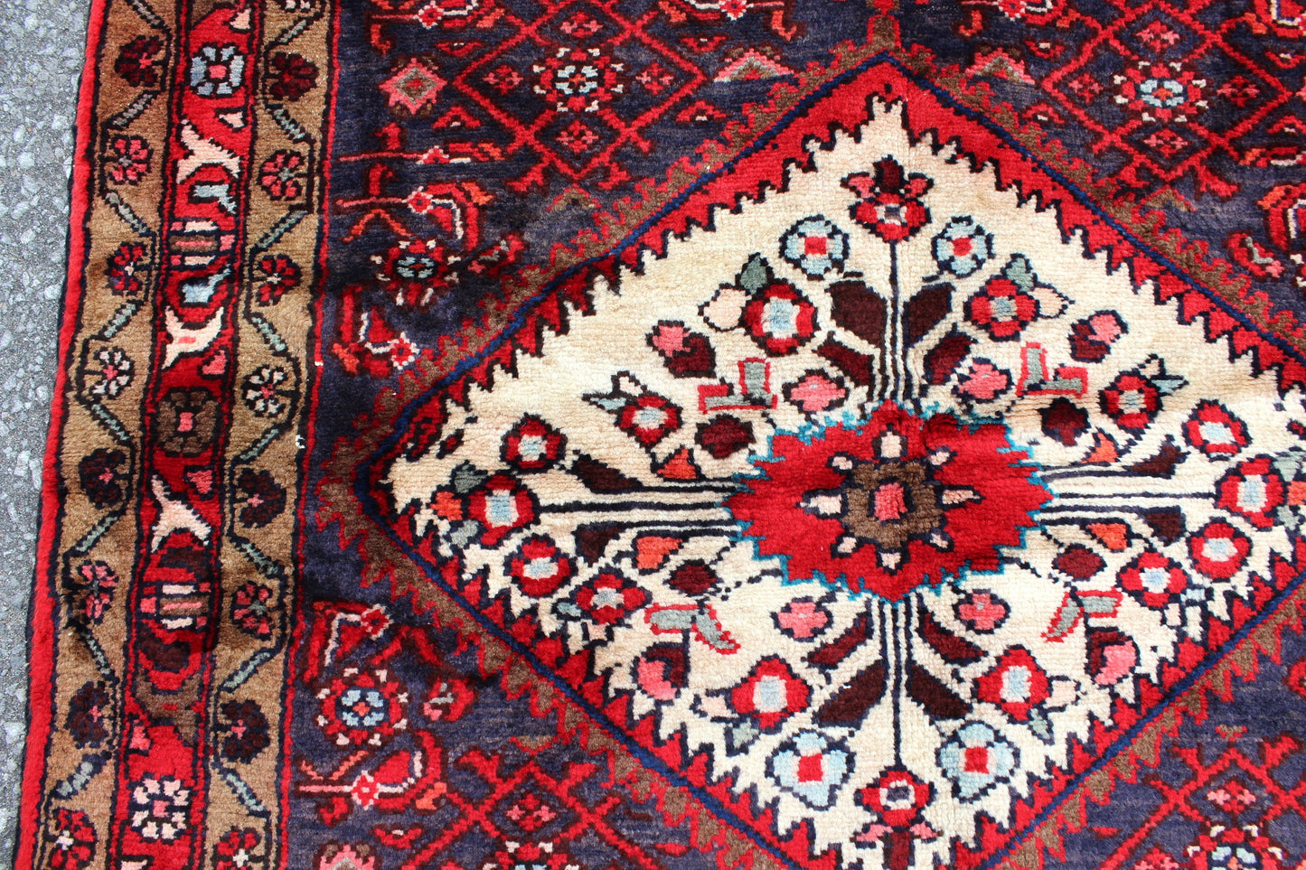 Blue Red 3x6 Vintage Rug | Tribal Oriental Persian Rug | Kazak Bohemian Rug | Handmade Ru3