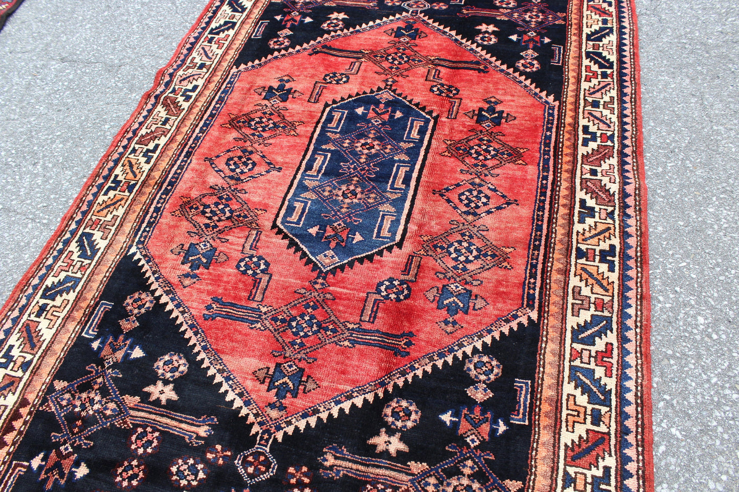 Red 4x7 Vintage Rug | Tribal Oriental Persian Rug | Kazak Bohemian Rug | Handmade Rug