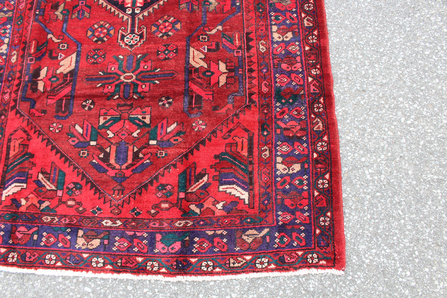 Red 4x8 Vintage Rug | Tribal Oriental Persian Rug | Kazak Bohemian Rug | Handmade Rug
