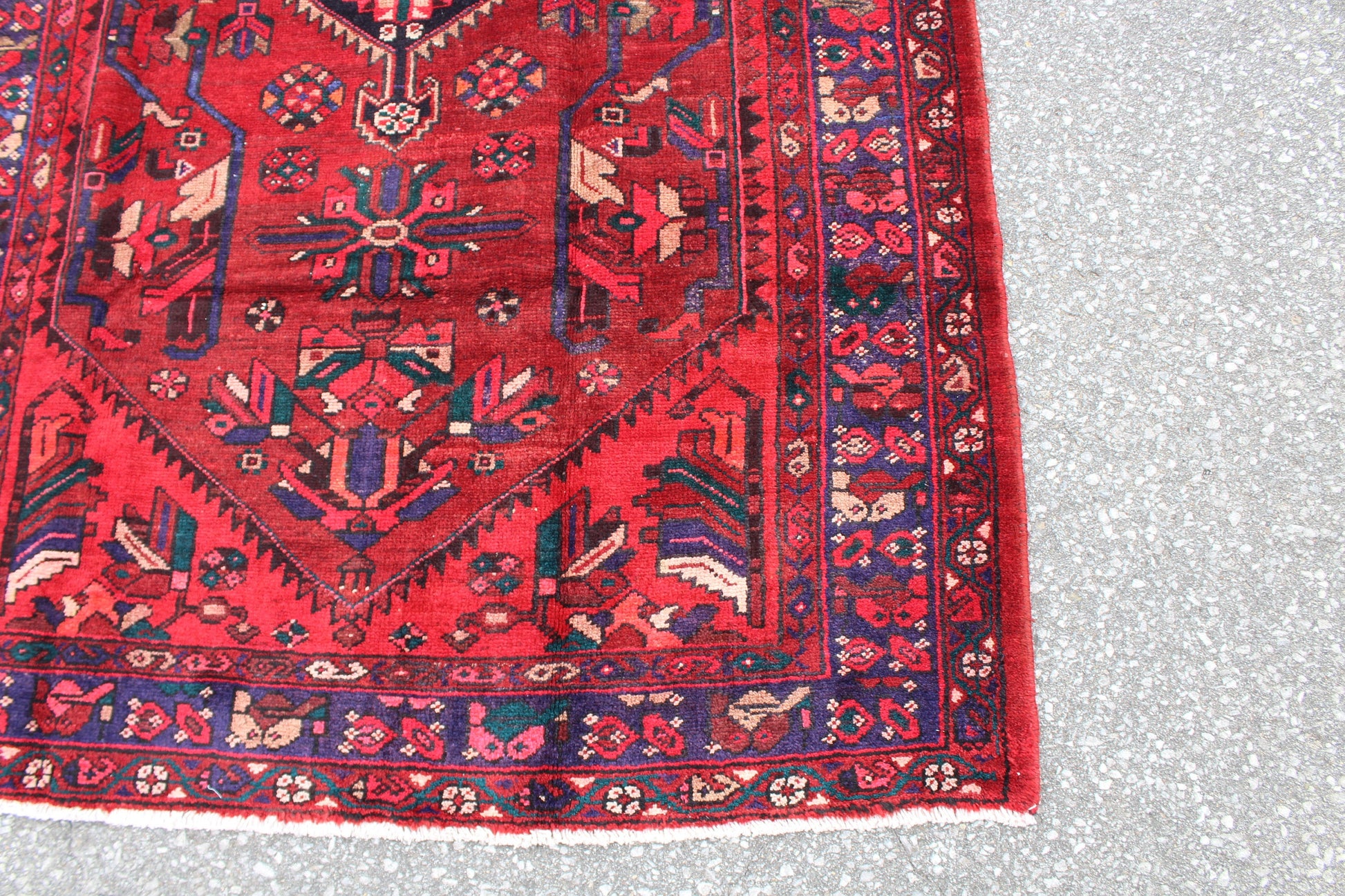 Red 4x8 Vintage Rug | Tribal Oriental Persian Rug | Kazak Bohemian Rug | Handmade Rug
