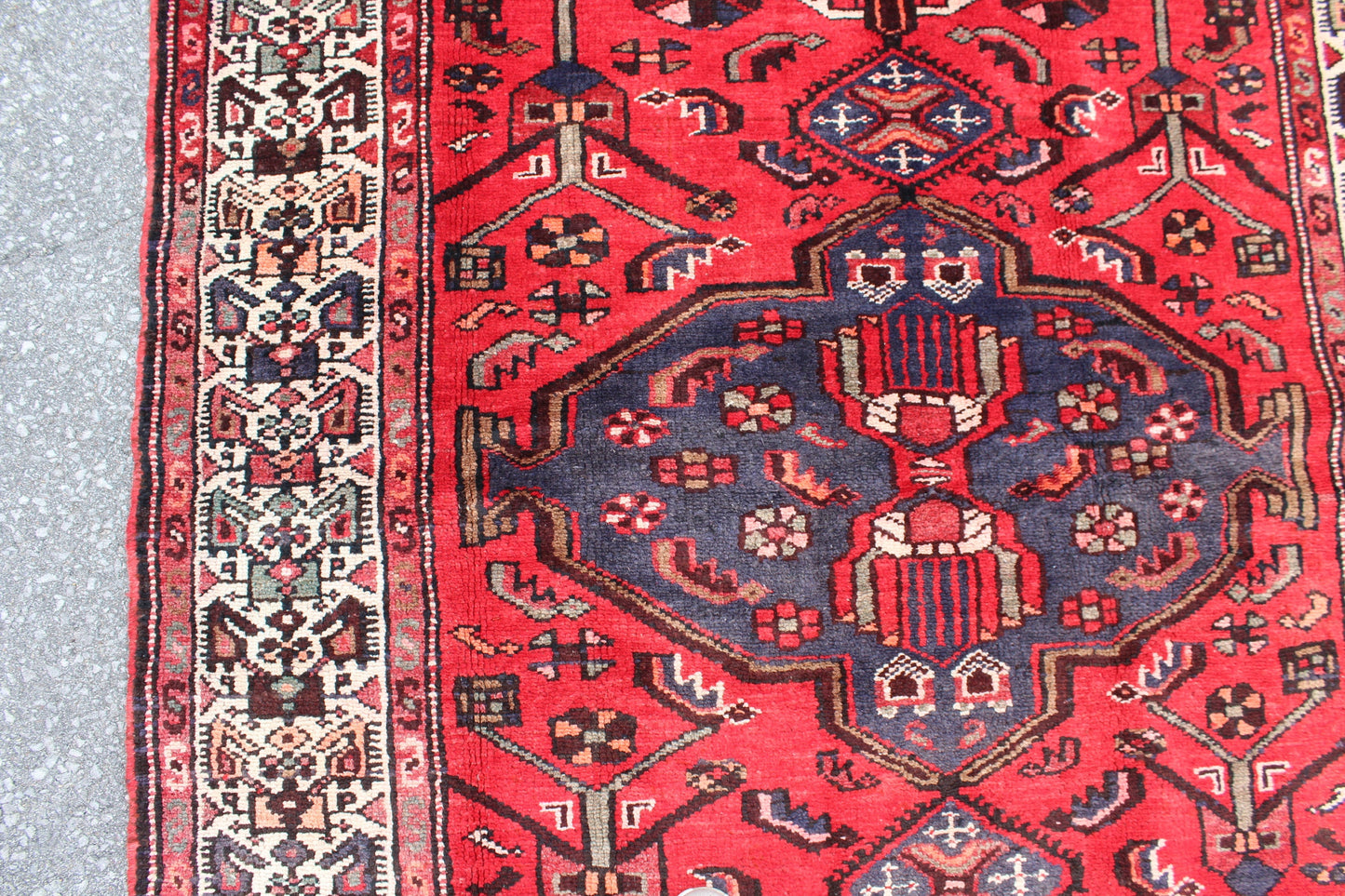 Red Blue 5x7 Vintage Rug | Tribal Oriental Persian Rug | Kazak Bohemian Rug | Handmade Rug
