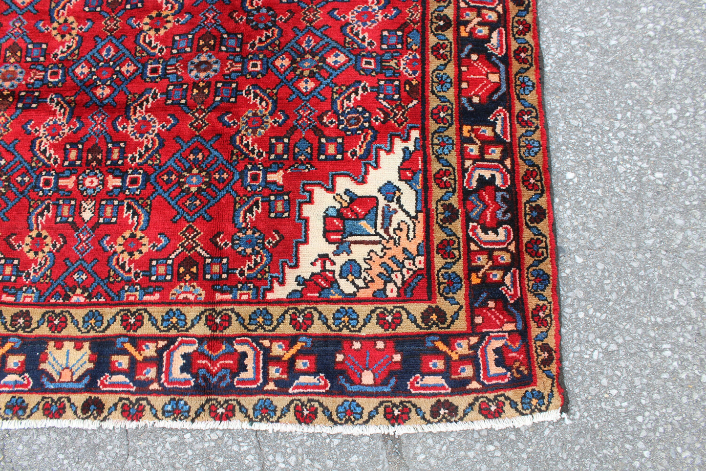 Red Blue 5x8 Vintage Rug | Tribal Oriental Persian Rug | Kazak Bohemian Rug | Handmade Rug