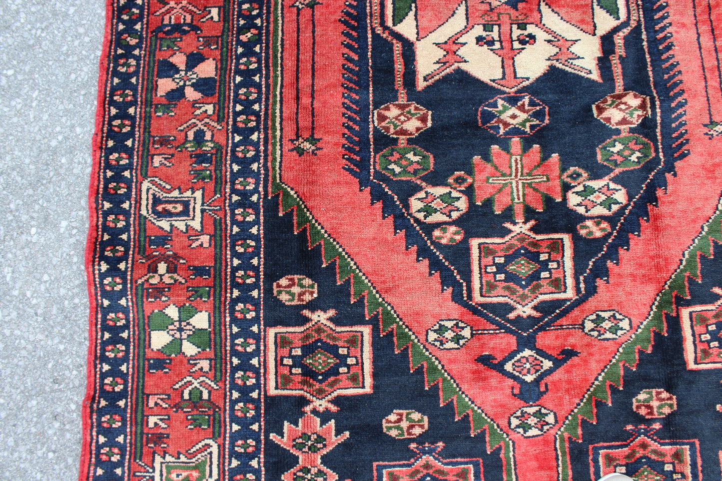 Red Blue 4x7 Vintage Rug | Tribal Oriental Persian Rug | Kazak Bohemian Rug | Handmade Rug