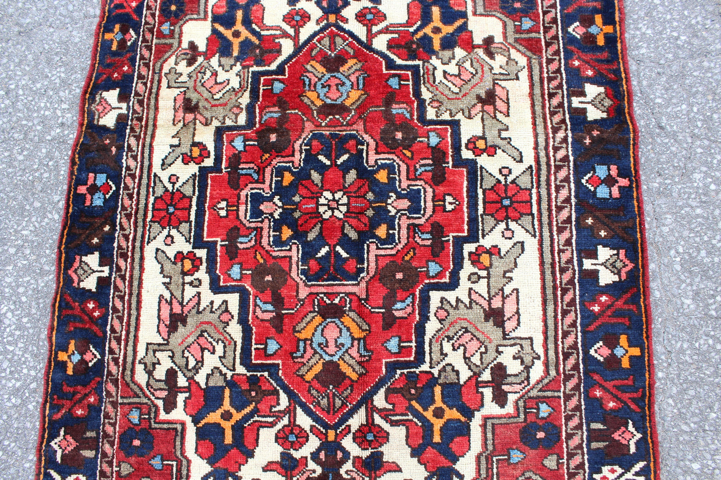 Red Blue 4x5 Vintage Rug | Tribal Oriental Persian Rug | Kazak Bohemian Rug | Handmade Rug