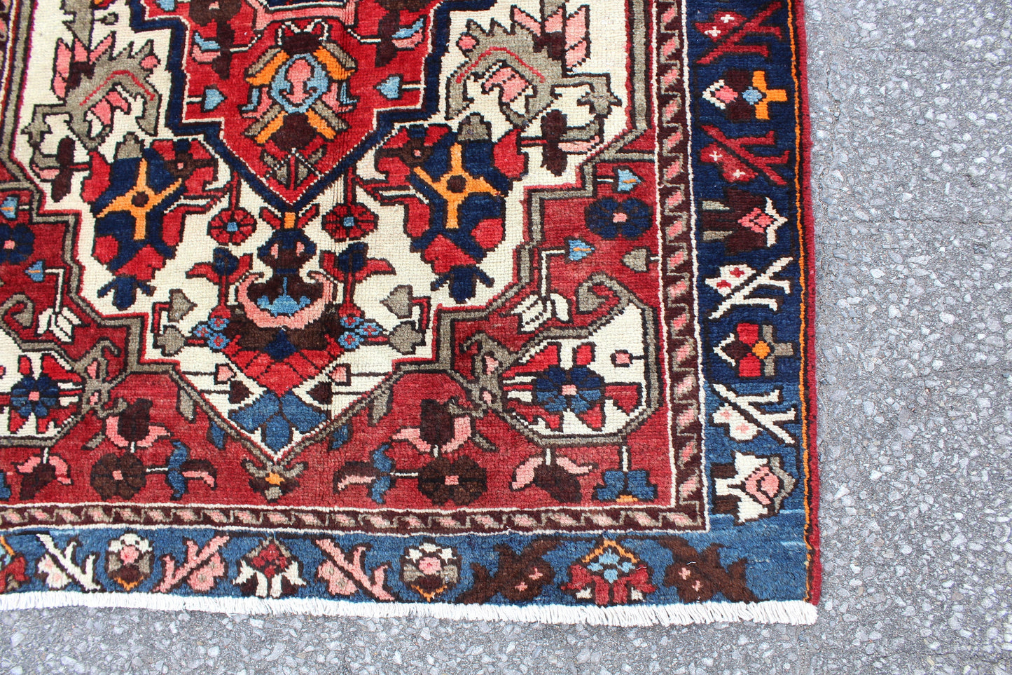 Red Blue 4x5 Vintage Rug | Tribal Oriental Persian Rug | Kazak Bohemian Rug | Handmade Rug