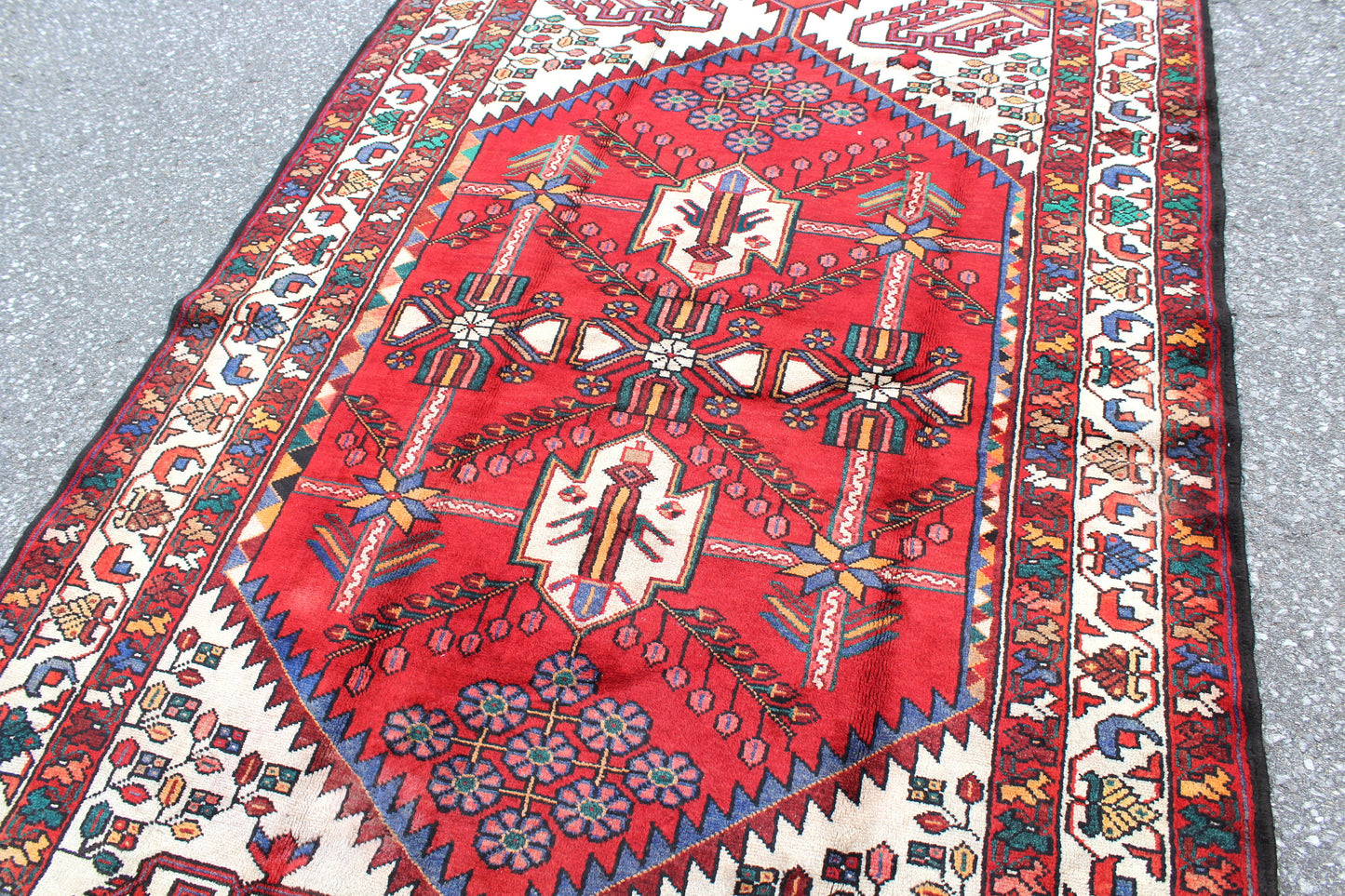 White Gold 8x11 Vintage Rug | Tribal Oriental Persian Rug | Kazak Bohemian Rug | Handmade Rug