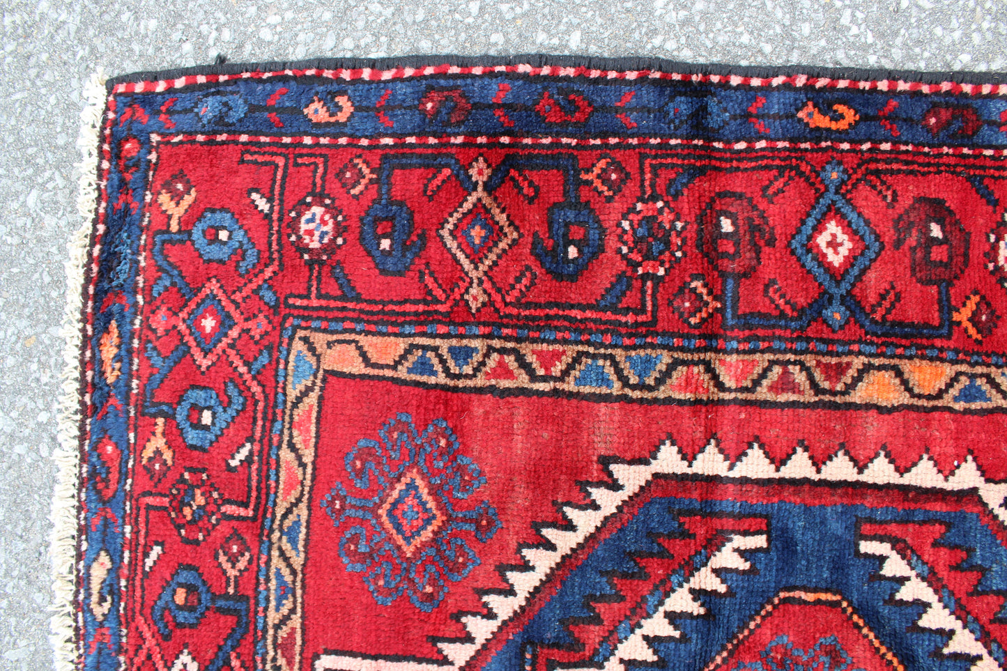 Red Blue 3x6 Vintage Runner Rug | Tribal Persian Turkish Style Rug