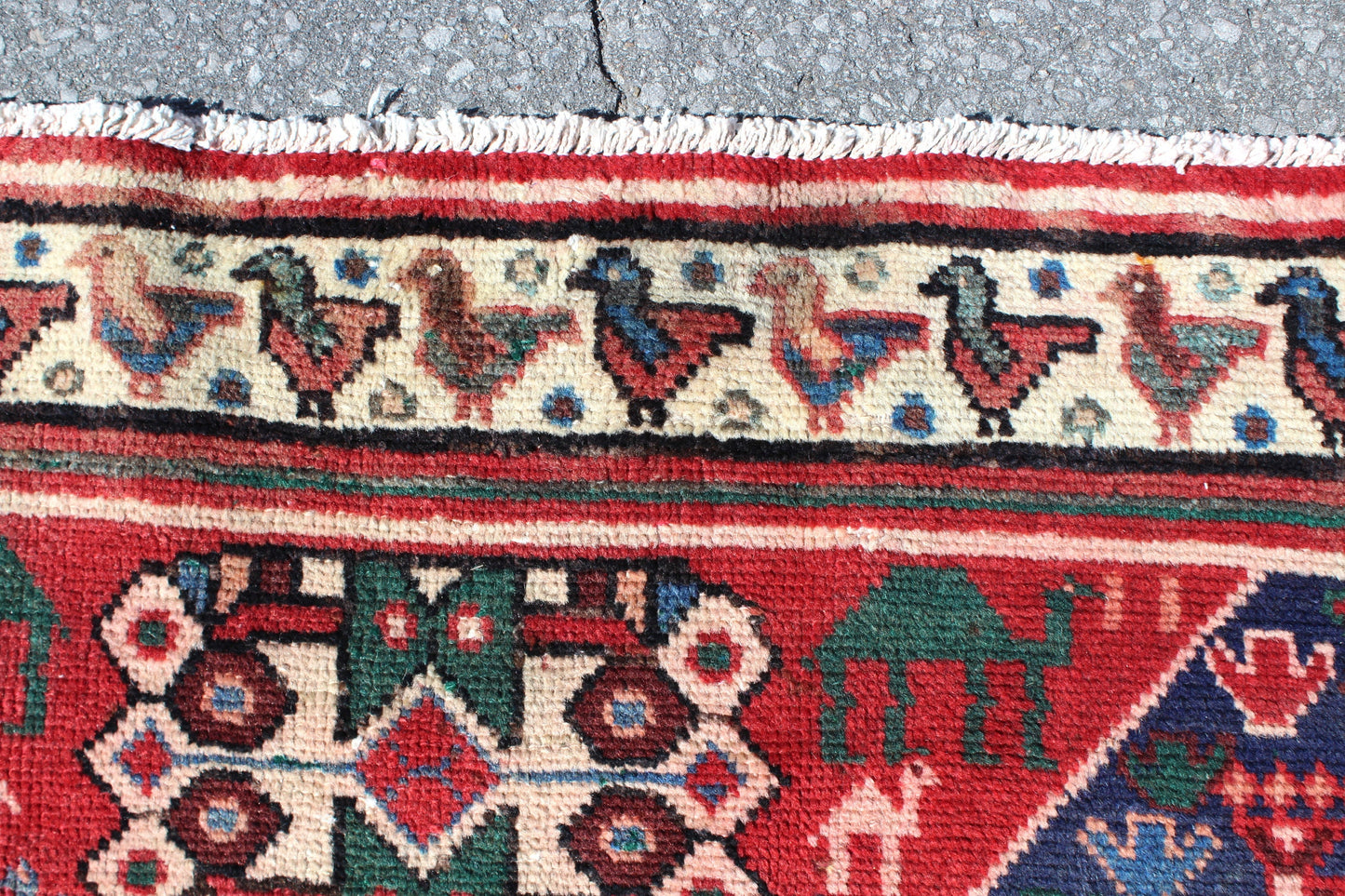 Red Blue 4x7 Vintage Rug | Tribal Oriental Persian Rug | Kazak Bohemian Rug | Handmade Rug