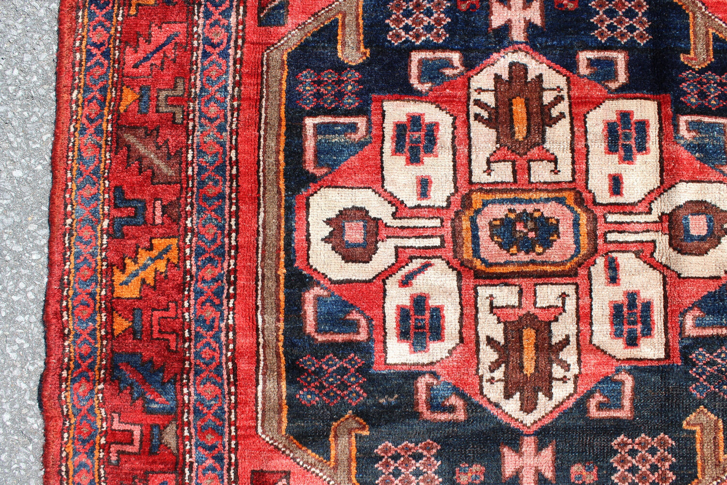 Red Blue 4x7 Vintage Rug | Tribal Oriental Persian Rug | Kazak Bohemian Rug | Handmade Rug