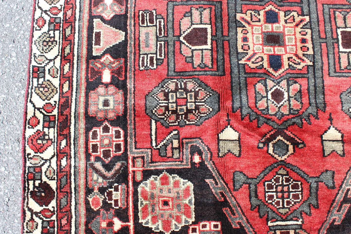 Red Blue 4x7 Vintage Rug | Tribal Oriental Persian Rug | Kazak Bohemian Rug | Handmade Rug