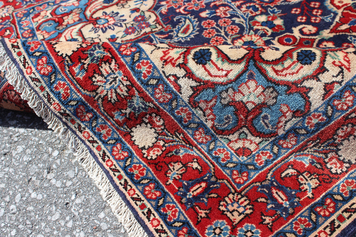 Navy Blue 4x6 Oriental Persian Rug with Red Border
