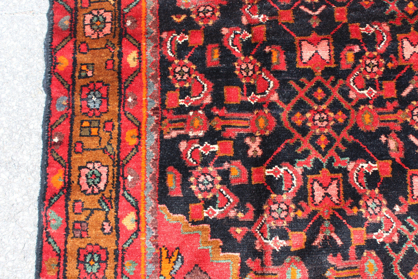 Red Black 5x8 Vintage Wool Area Rug