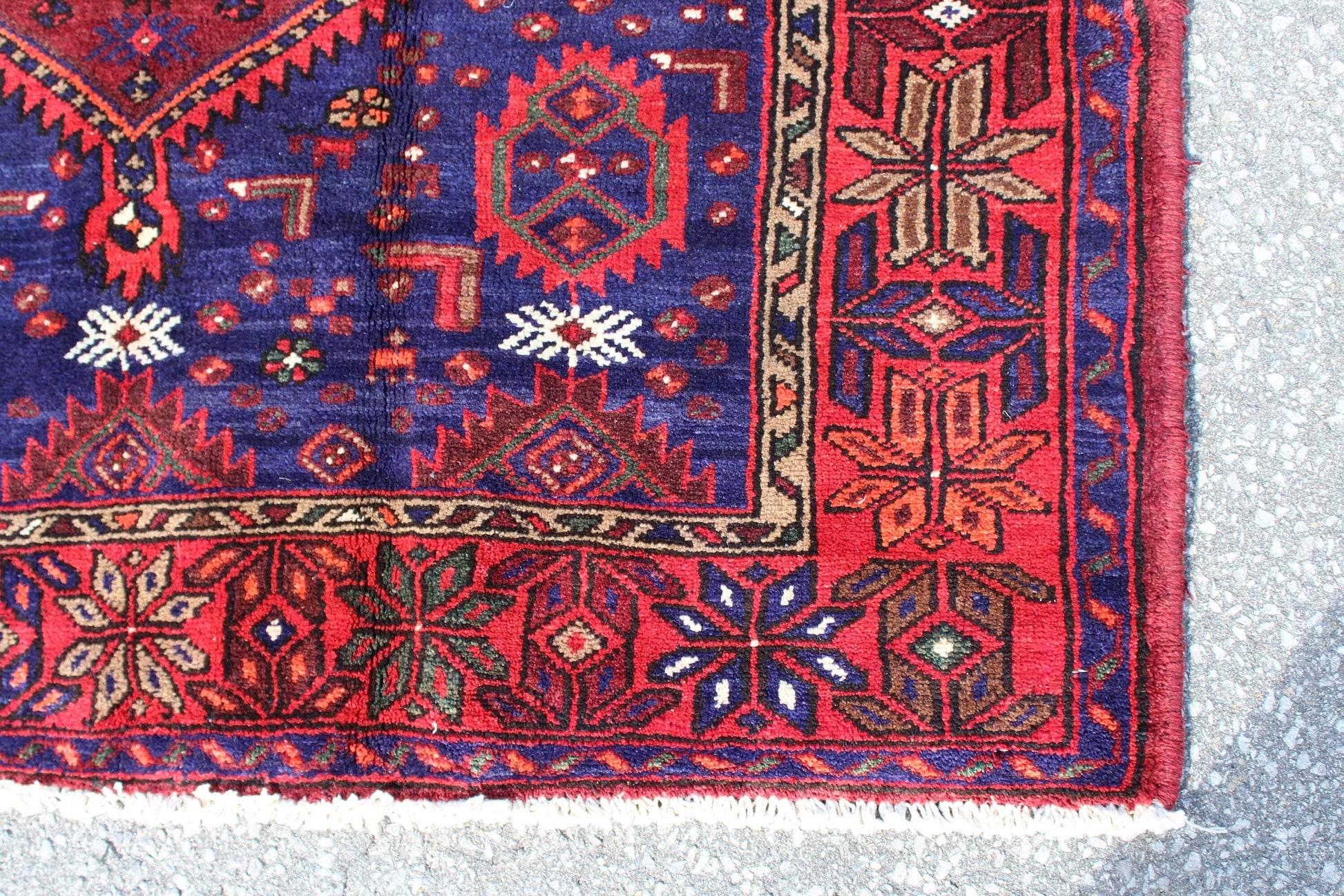 Vintage Rug Red Purple Blue 5x7 Bright Tribal Persian Handmade Rug