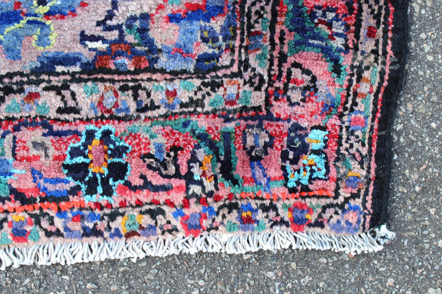 Blue Pink 4x6 Vintage Rug | Tribal Oriental Persian Rug | Kazak Bohemian Rug | Handmade Rug