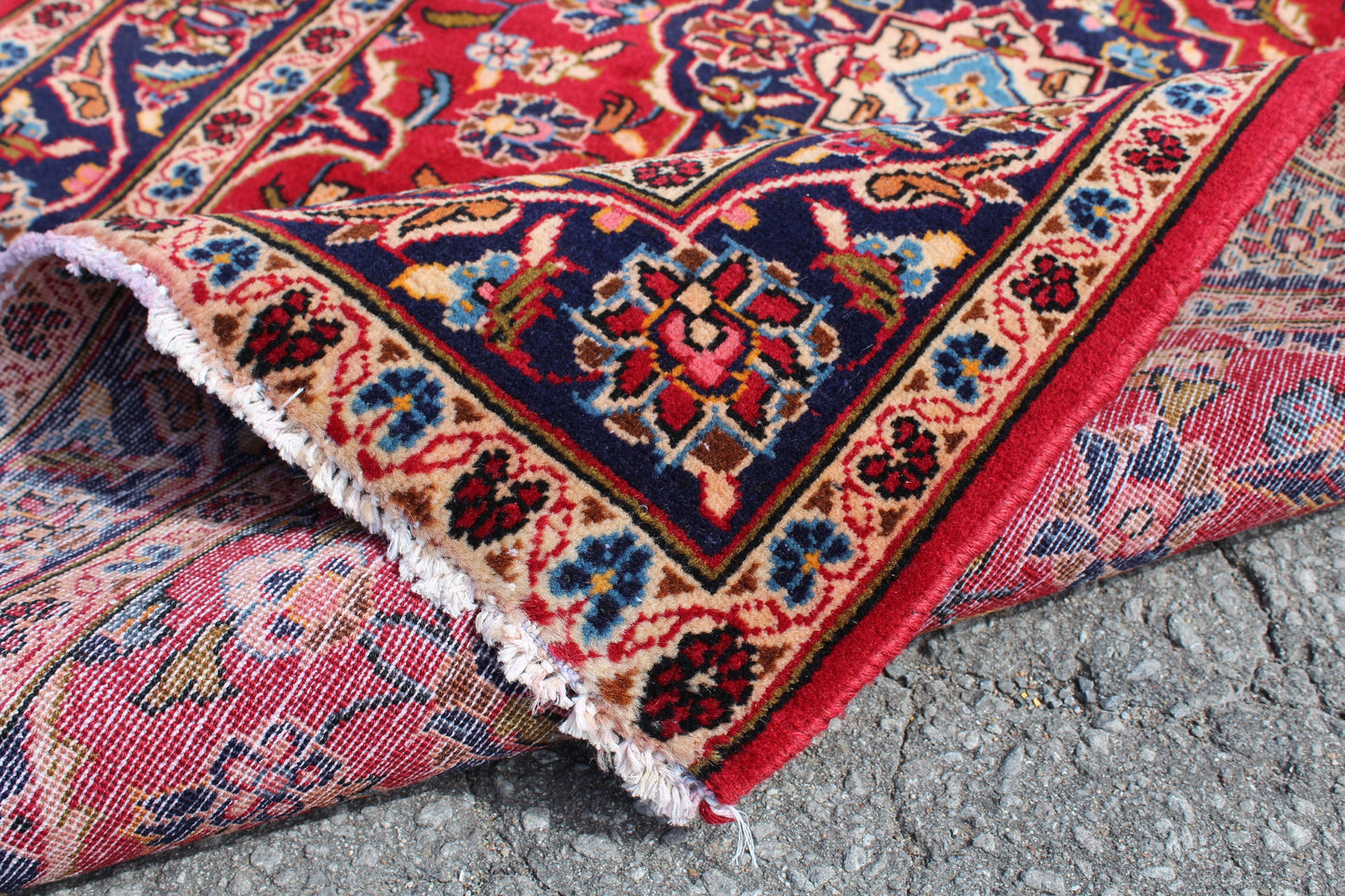 Red Blue 3x5 Vintage Tribal One of a Kind Rug