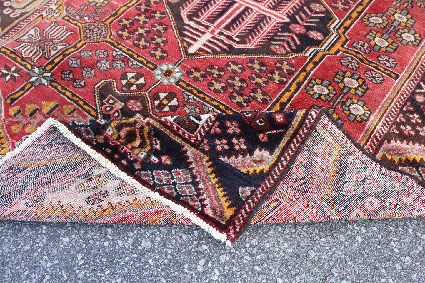 Red Blue 4x6 Vintage Rug | Tribal Oriental Persian Rug | Kazak Bohemian Rug | Handmade Rug6