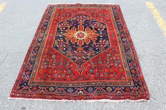 Pink Black 5x7 Vintage Rug | Tribal Oriental Persian Rug | Kazak Bohemian Rug | Handmade Rug6