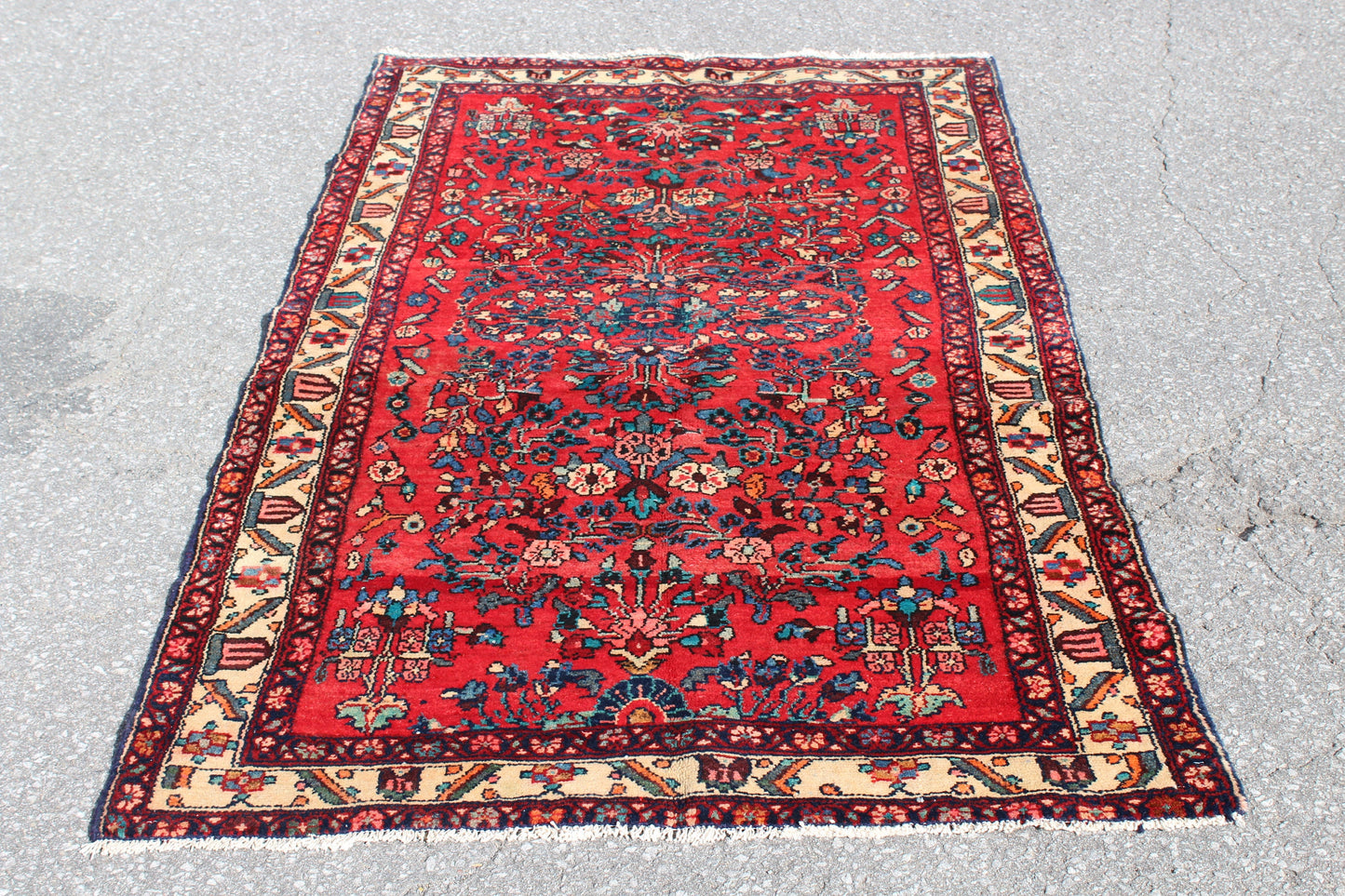 Red Blue 3x6 Vintage Rug | Tribal Oriental Persian Rug | Kazak Bohemian Rug | Handmade Rug6