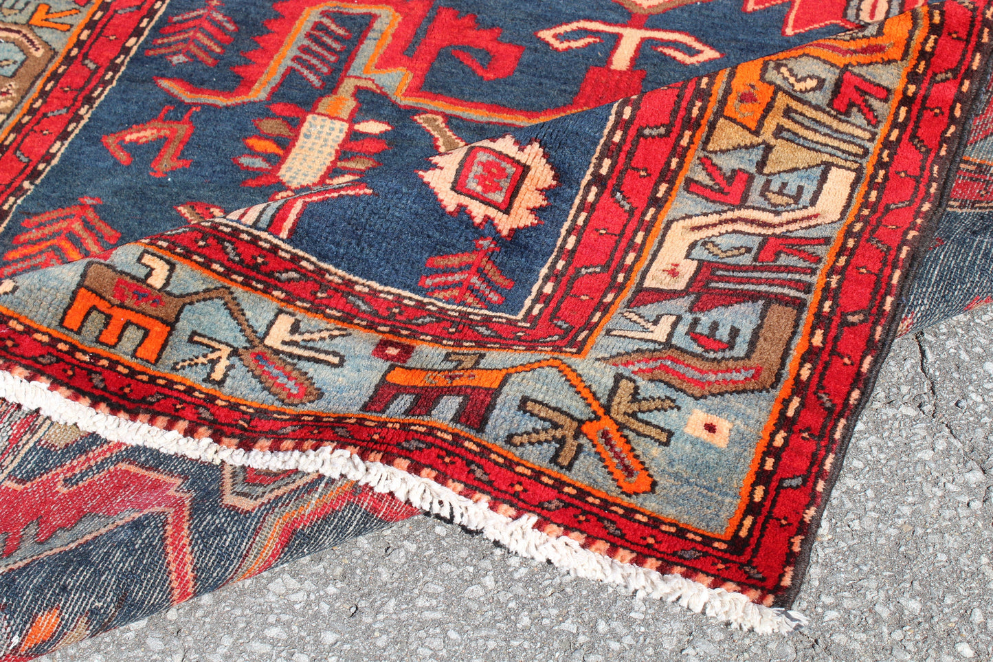 Red 4x7 Vintage Rug | Tribal Oriental Persian Rug | Kazak Bohemian Rug | Handmade Rug
