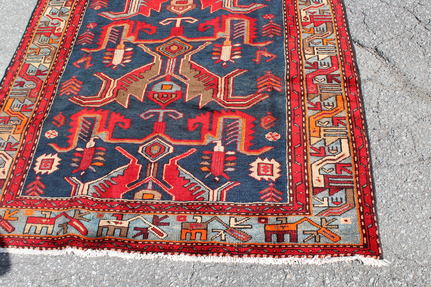 Red 4x7 Vintage Rug | Tribal Oriental Persian Rug | Kazak Bohemian Rug | Handmade Rug