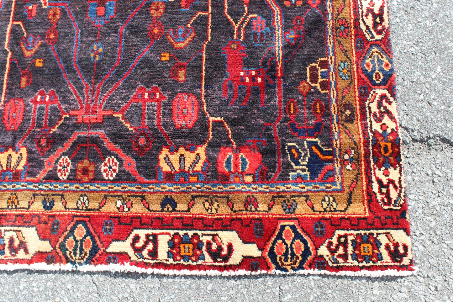 Red 4x10 Vintage Rug | Tribal Oriental Persian Rug | Kazak Bohemian Rug | Handmade Rug