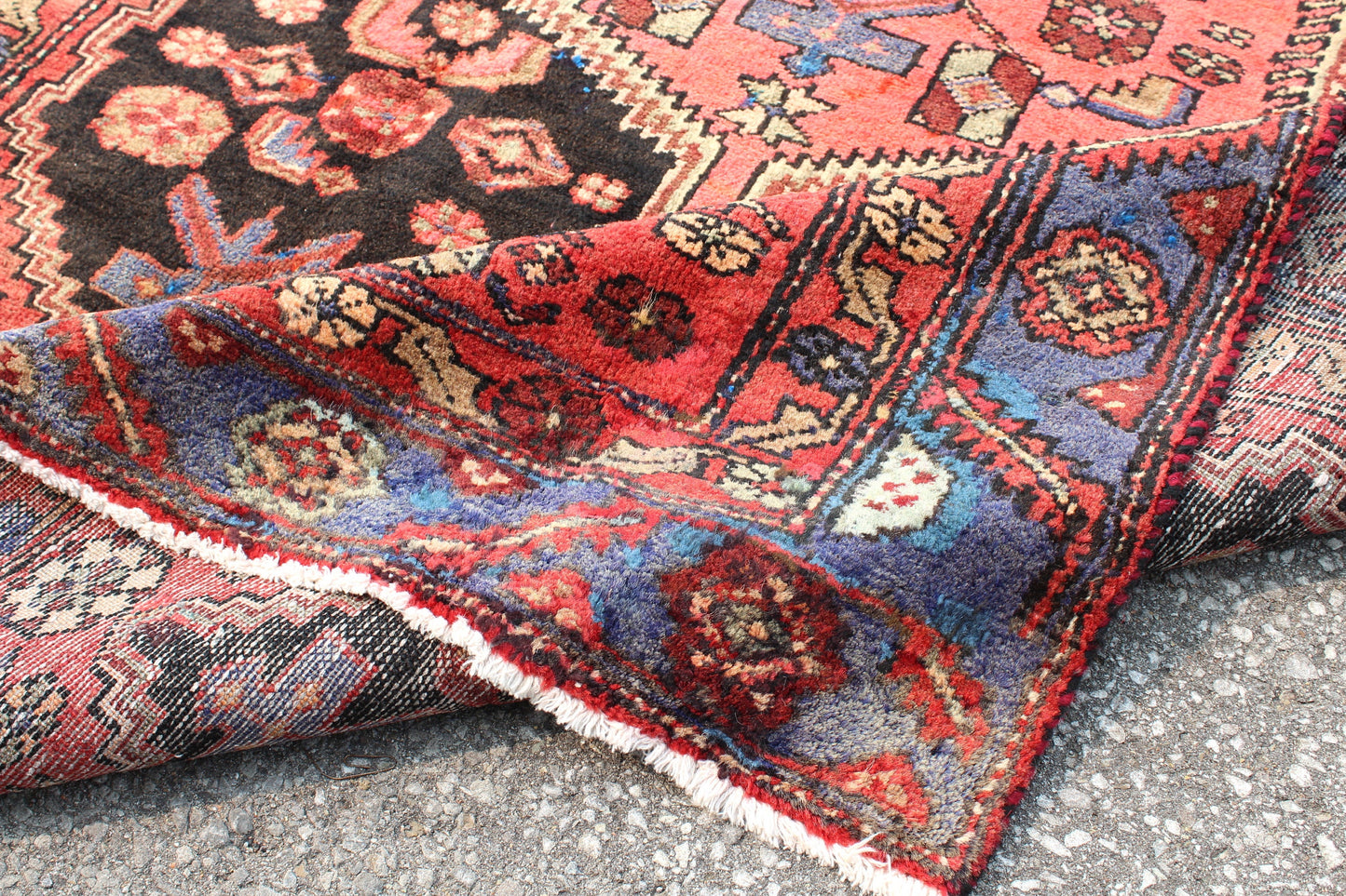 Red Black 4x6 Vintage Rug | Tribal Oriental Persian Rug | Kazak Bohemian Rug | Handmade Rug