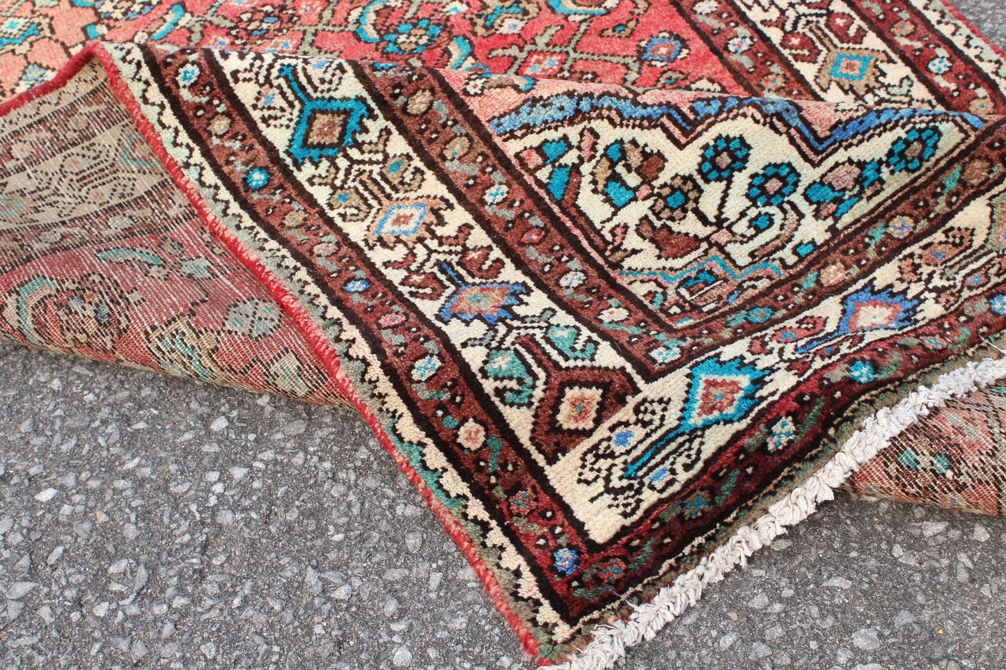 Red White 3x5 Vintage One of a Kind Rug