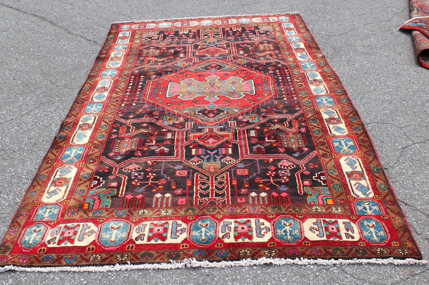 Red 5x9 Vintage Rug | Tribal Oriental Persian Rug | Kazak Bohemian Rug | Handmade Rug
