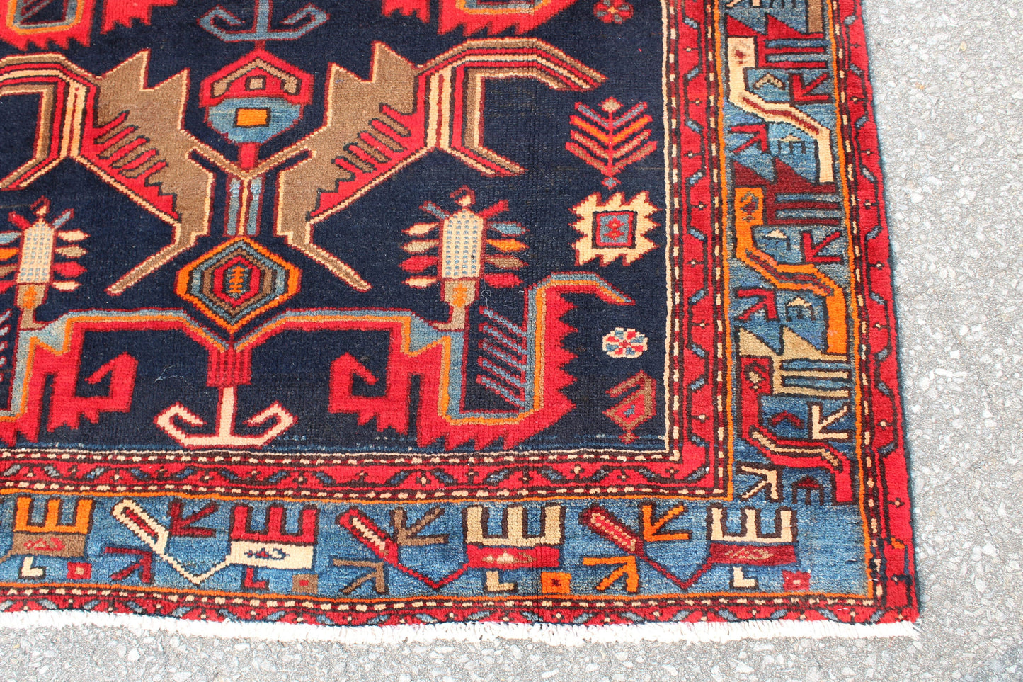 Red 4x7 Vintage Rug | Tribal Oriental Persian Rug | Kazak Bohemian Rug | Handmade Rug