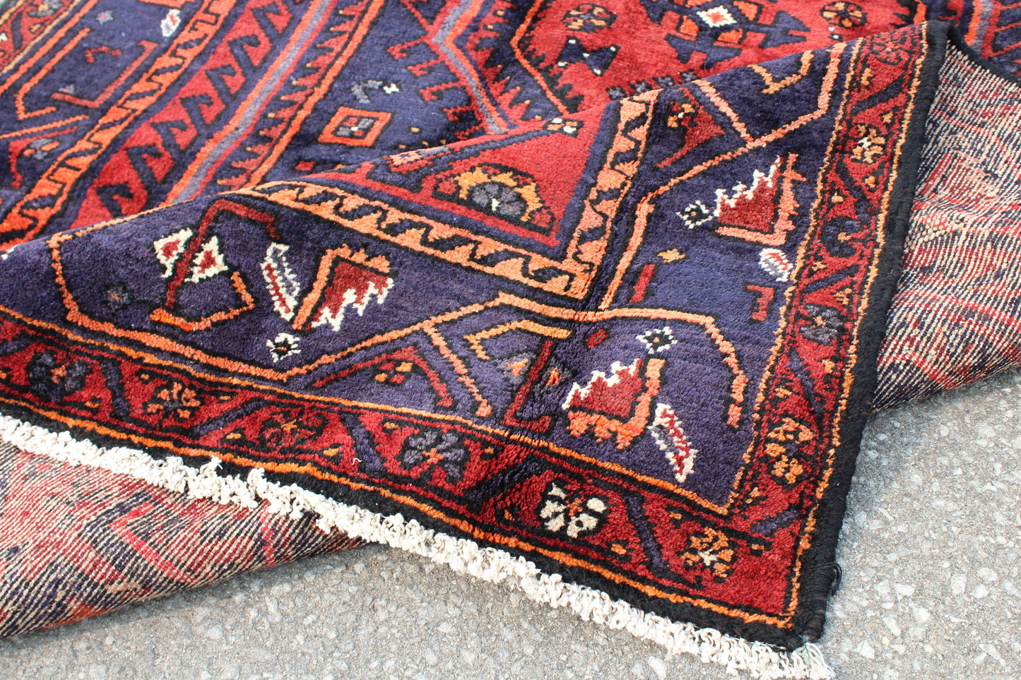 Red Blue 5x7 Vintage Rug | Tribal Oriental Persian Rug | Kazak Bohemian Rug | Handmade Rug