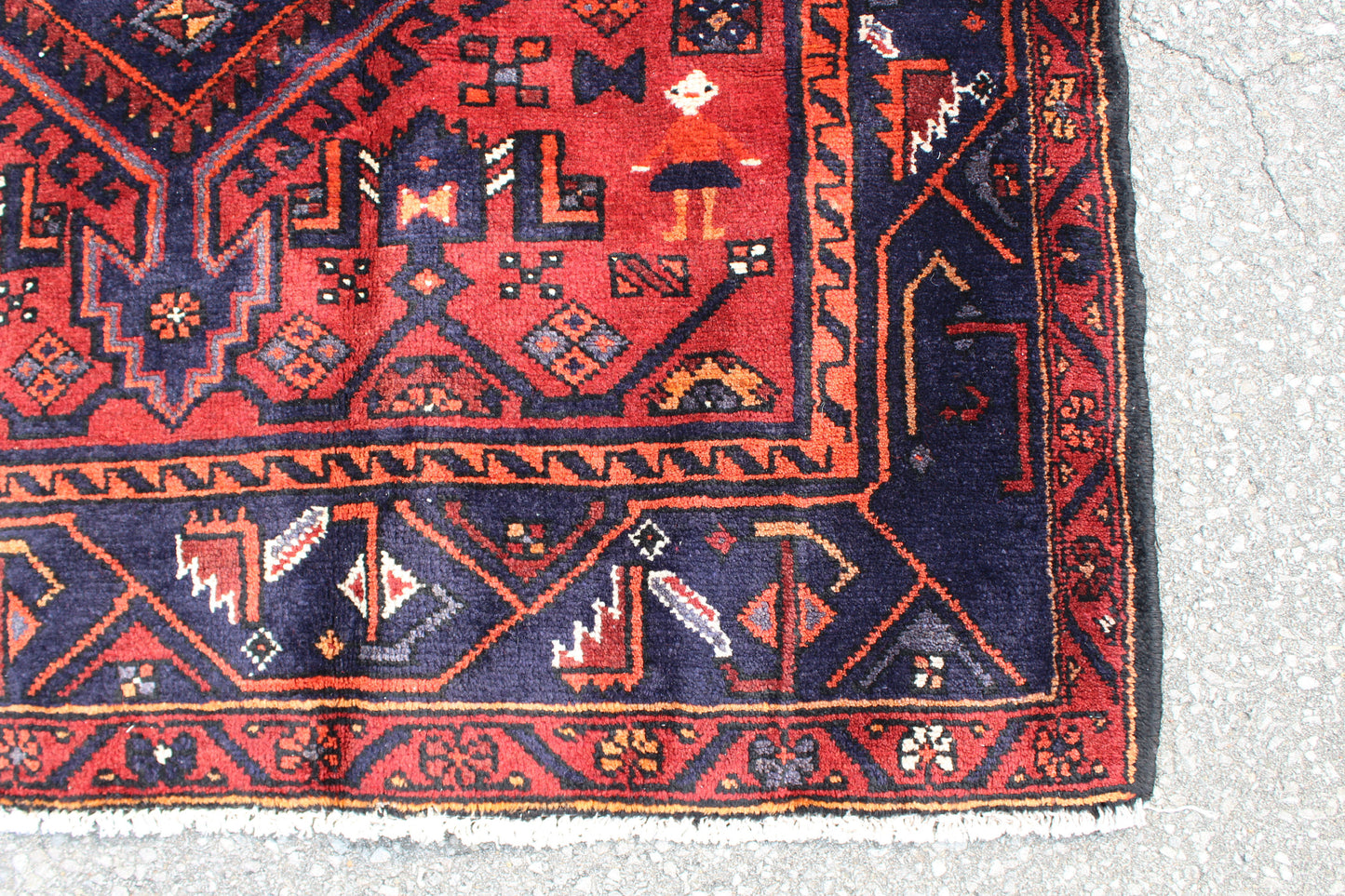 Red Blue 5x7 Vintage Rug | Tribal Oriental Persian Rug | Kazak Bohemian Rug | Handmade Rug