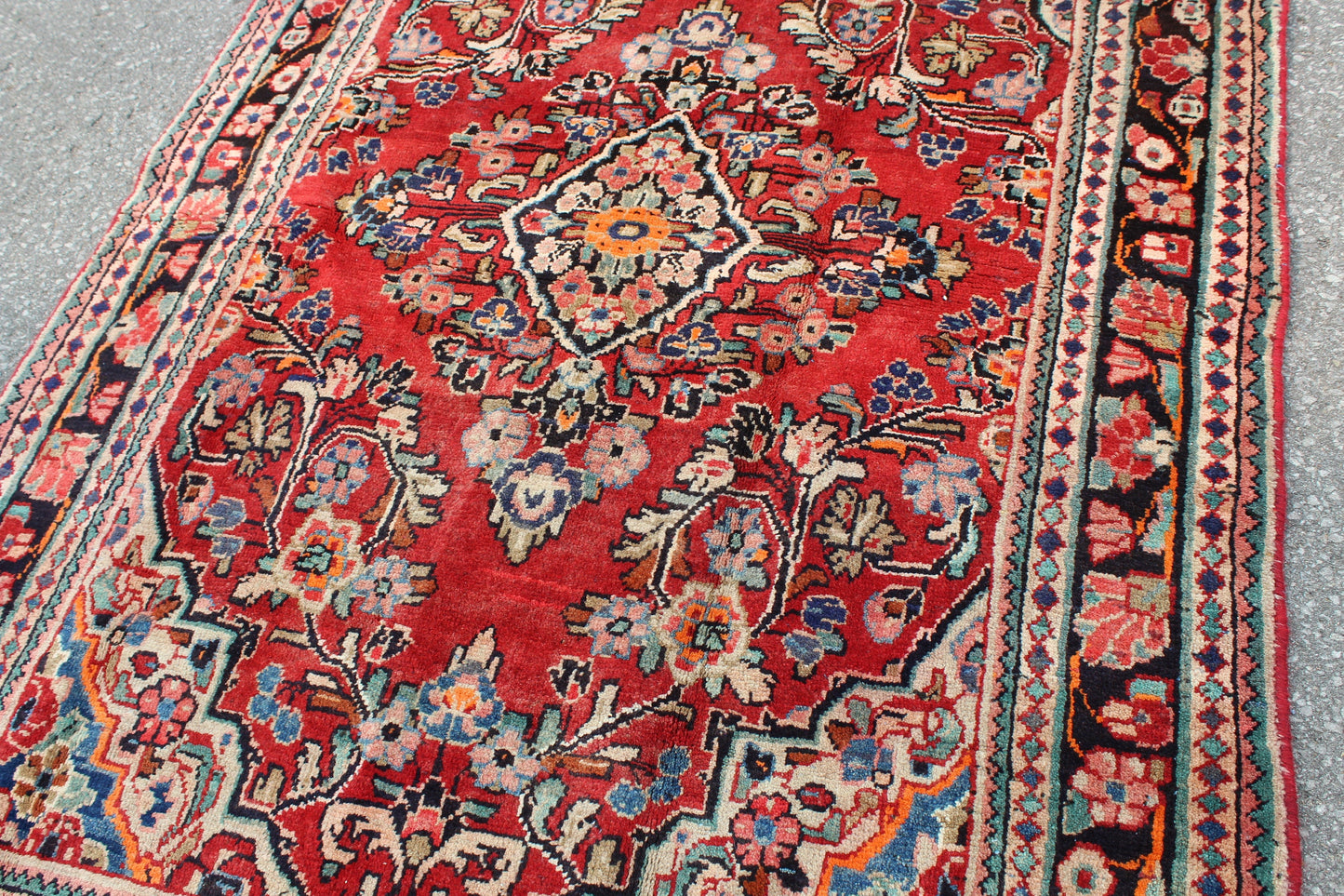 Red Beige 5x7 Vintage Rug | Tribal Oriental Persian Rug | Kazak Bohemian Rug | Handmade Rug
