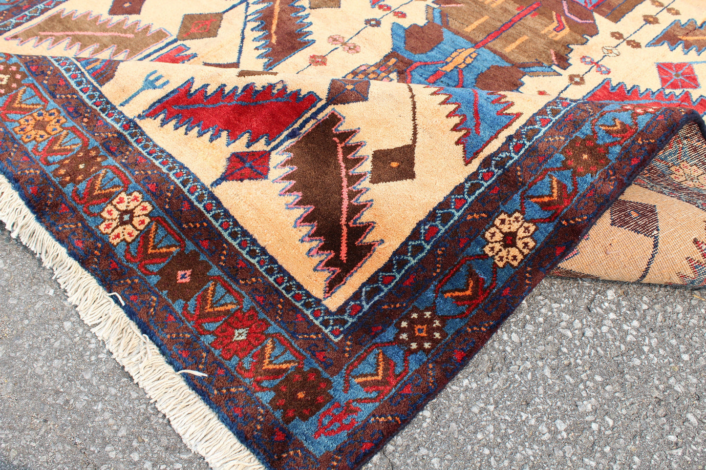 Pink Blue 5x7 Vintage Rug | Tribal Oriental Persian Rug | Kazak Bohemian Rug | Handmade Rug