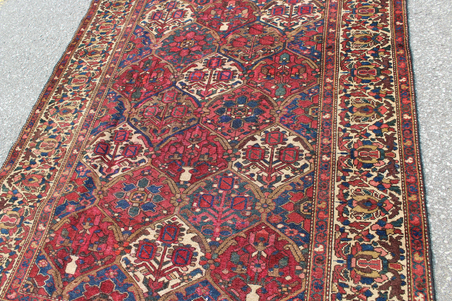 Red Blue 3x7 Vintage Rug | Tribal Oriental Persian Rug | Kazak Bohemian Rug | Handmade Rug