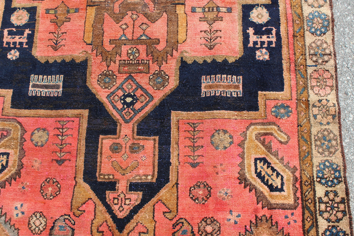 Red Beige 4x7 Vintage Rug | Tribal Oriental Persian Rug | Kazak Bohemian Rug | Handmade Rug