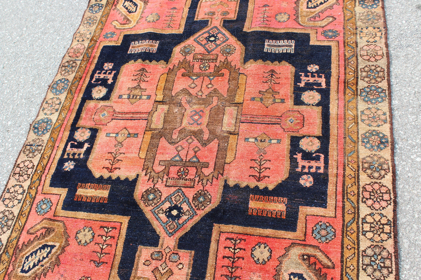 Red Beige 4x7 Vintage Rug | Tribal Oriental Persian Rug | Kazak Bohemian Rug | Handmade Rug