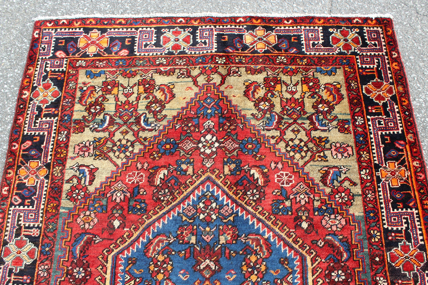 Red Blue 4x6 Vintage Rug | Tribal Oriental Persian Rug | Kazak Bohemian Rug | Handmade Rug