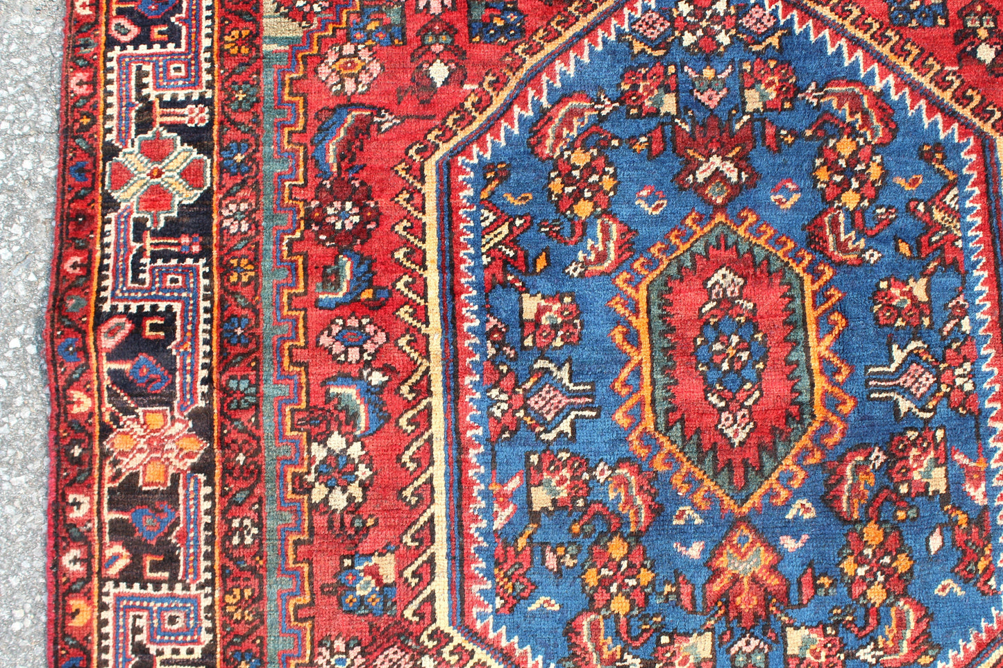 Red Blue 4x6 Vintage Rug | Tribal Oriental Persian Rug | Kazak Bohemian Rug | Handmade Rug