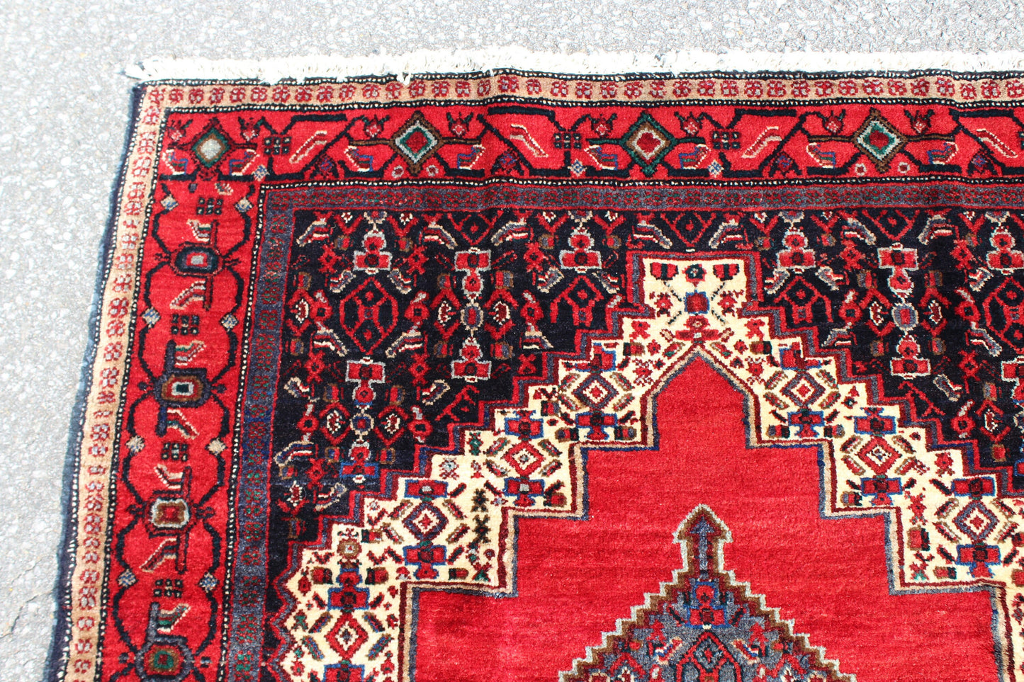 Blue Pink 4x5 Vintage Rug | Tribal Oriental Persian Rug | Kazak Bohemian Rug | Handmade Rug