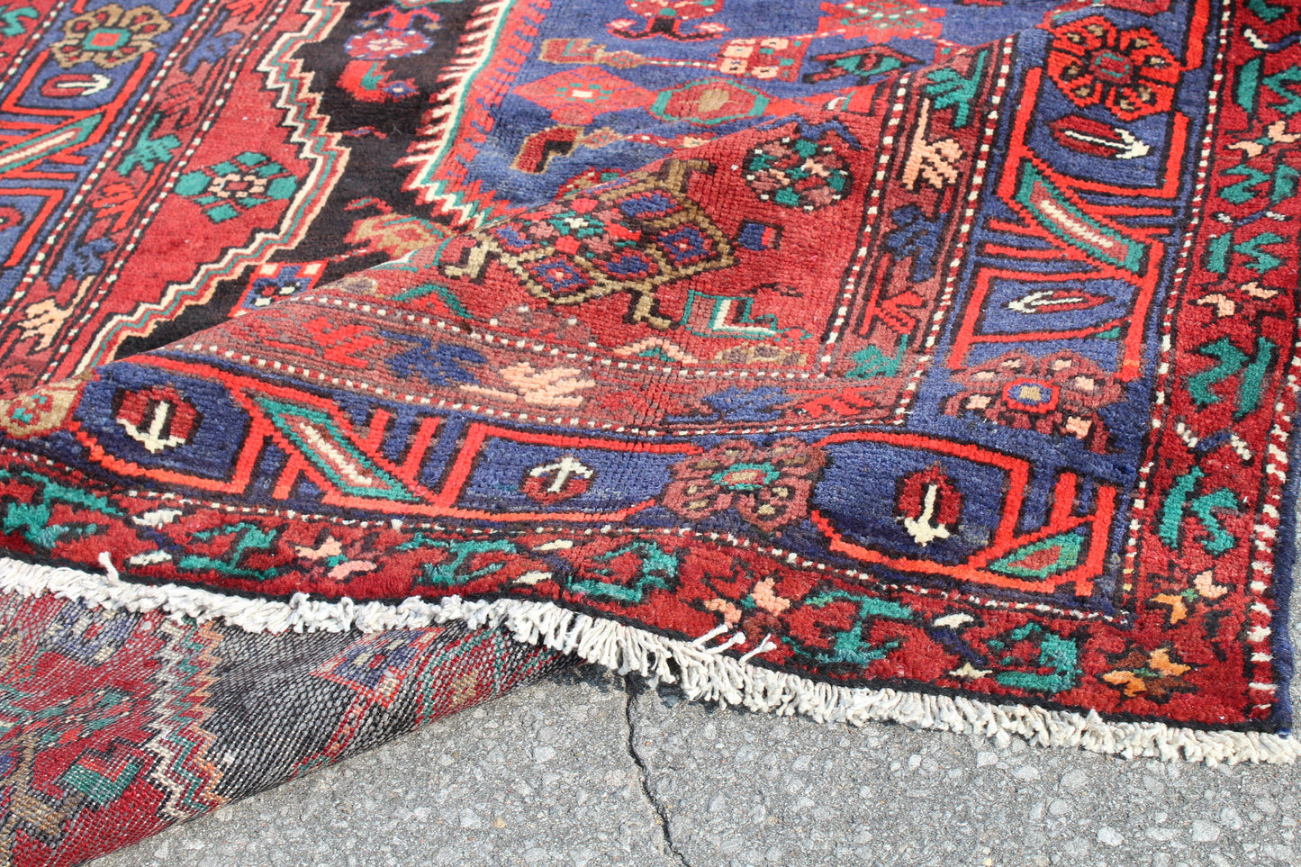 Coral Navy 4x6 Vintage Tribal Oriental Persian Handmade Rug