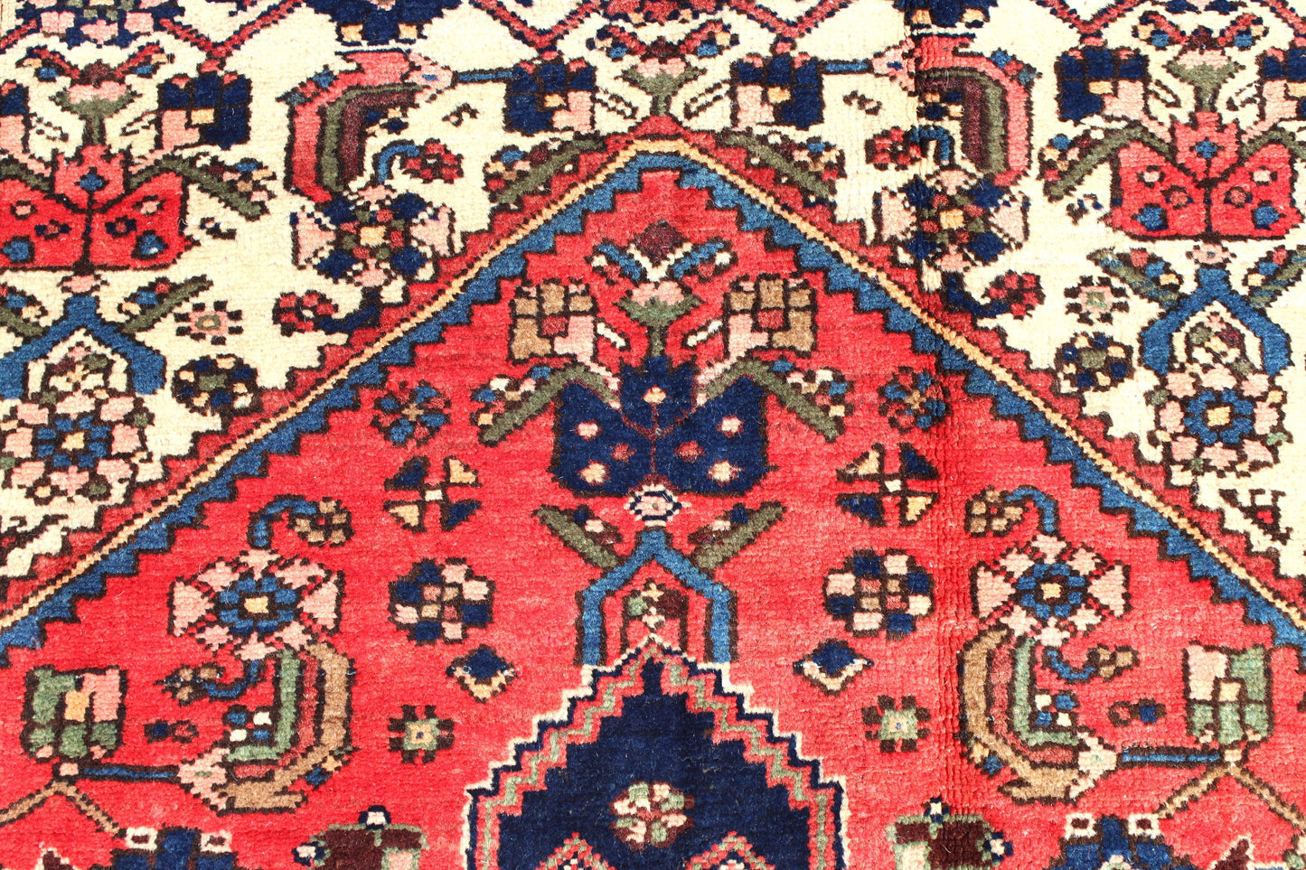 Coral Hexagon Medallion on Ivory background Hand Knotted Area Rug