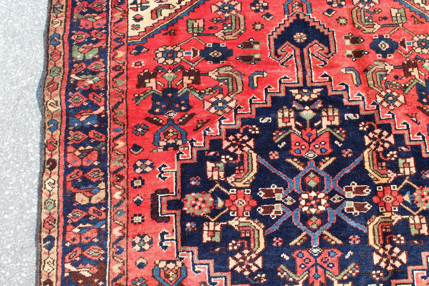 Coral Hexagon Medallion on Ivory background Hand Knotted Area Rug
